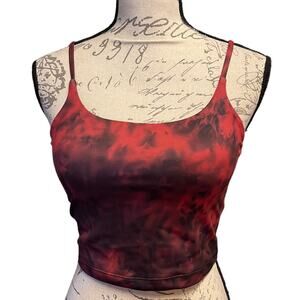 Oalka Red Black Tie Dye Workout Strap Sports Tank Bra Size Small